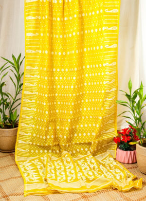 Radiate Elegance in Sunshine Yellow -(Cotton Jamdani)