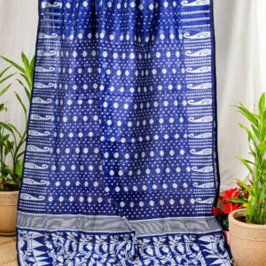 The The Blue Bloom – Handcrafted Bengal Cotton Saree in Electric Blue