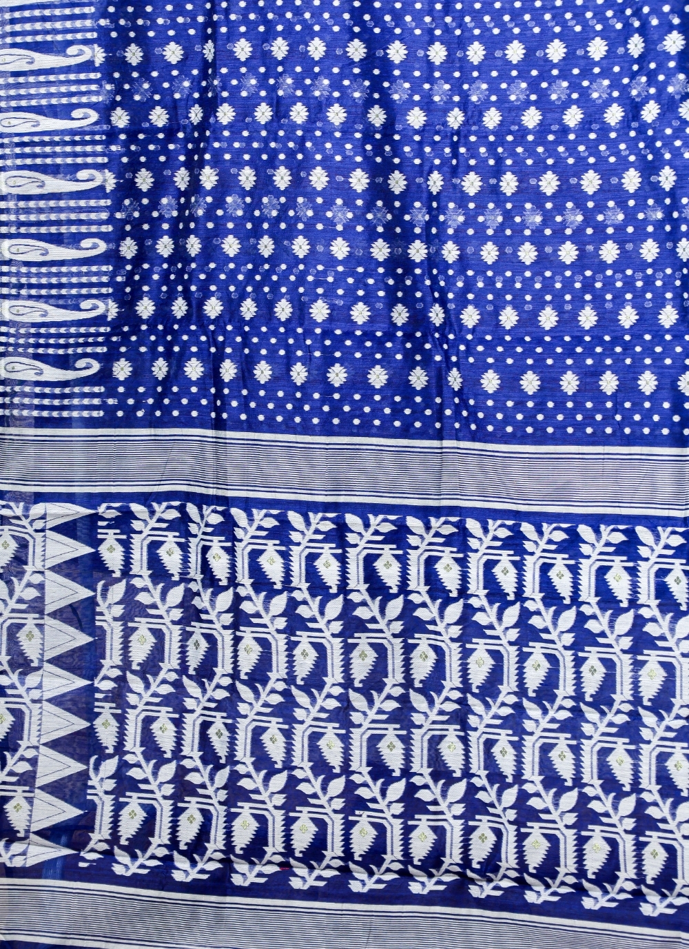 The The Blue Bloom – Handcrafted Bengal Cotton Saree in Electric Blue 2