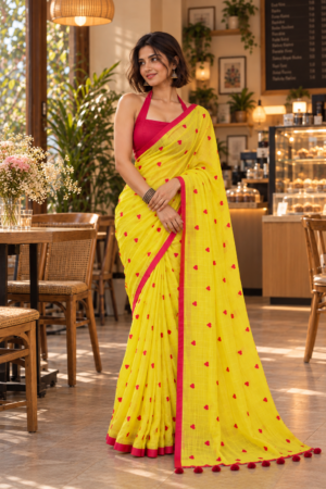 The Neon Heartbeat - Cotton saree(mulmul)