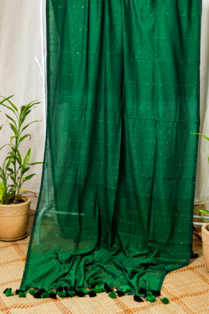 The Deep Forest Aura - Pure cotton mulmul saree
