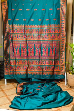 The Royal Teal - Classic Ethnic Weave silk saree