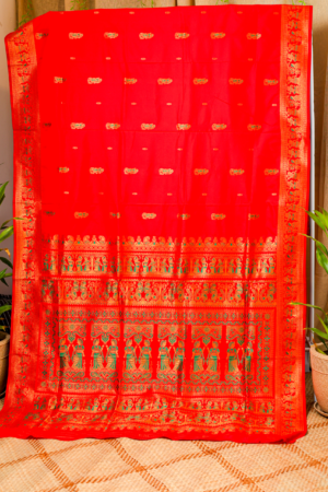 The Radiant Crimson - Traditional Woven Silk Masterpiece