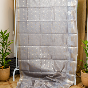 The Silver Moonlight - Banarasi Kora silk saree