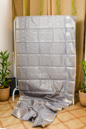 The Silver Moonlight - Banarasi Kora silk saree