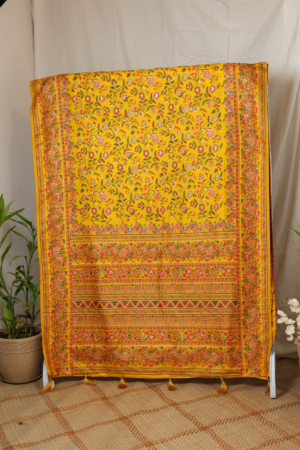The Golden Kashmiri Floral - Pure Kashmiri silk saree