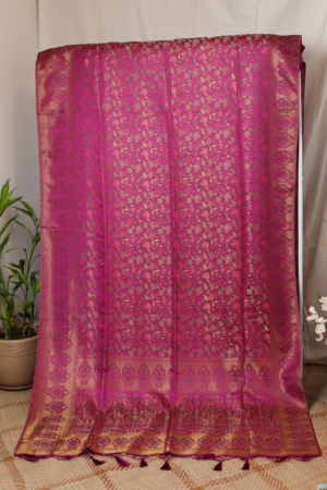 The Radiant Rose - Kashmiri Pure silk saree