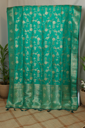 The Teal Serenity - Banarasi pure silk saree
