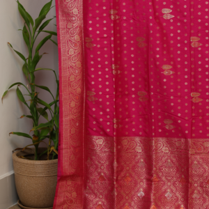 Rosy polka-Dot weave - Banarasi pure silk saree