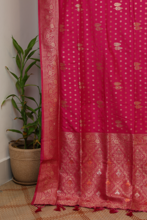 Rosy polka-Dot weave - Banarasi pure silk saree