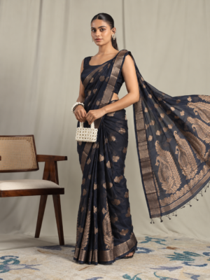 The Midnight Motif - Silk Blend Saree