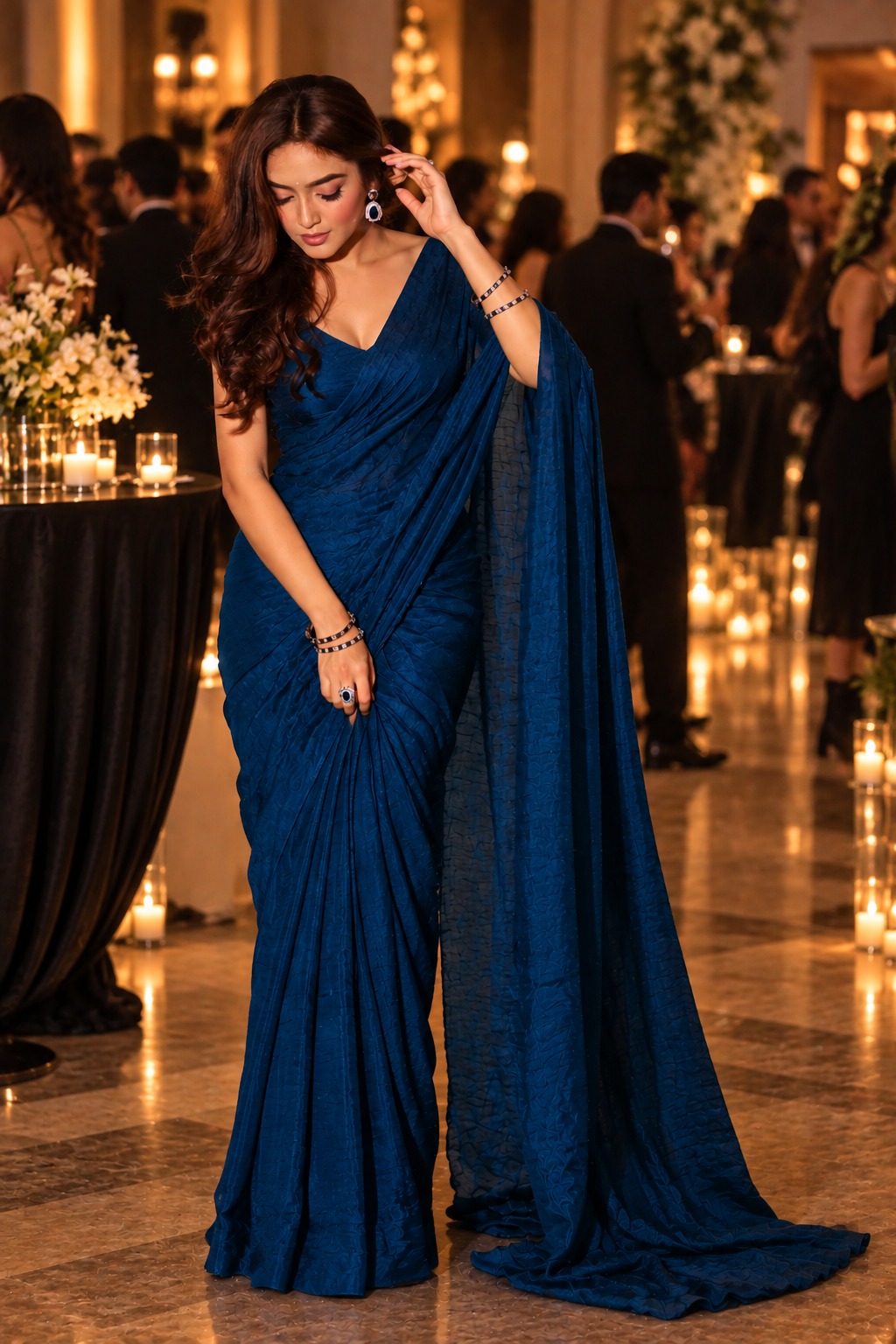 The Midnight Elegance - Luxe Fancy Drape Saree