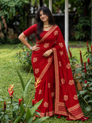 The Scarlet Radiance - Luxe Fancy Embellished Saree
