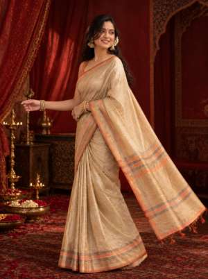 The Timeless Neutral- Pure silk saree