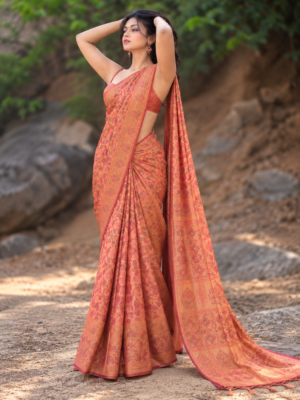 The Earthy Charm - Kashmiri pure silk saree