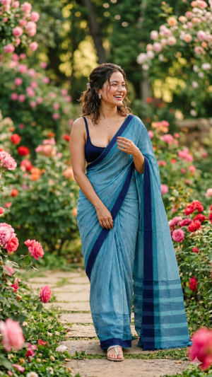 The Aqua Breeze - Lightweight Cotton Mulmul Saree