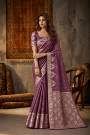 The Royal Plum - Banarasi Pure silk saree