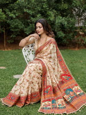 The Artisan Tale - Handwoven Traditional Narrative Silk Saree