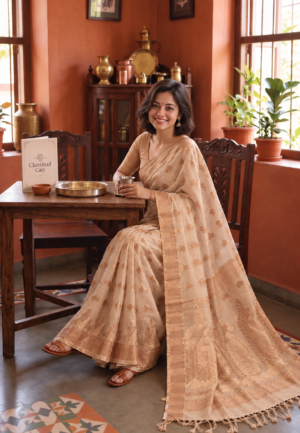 The Ethereal Neutral - Silk Blend Saree