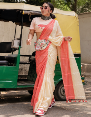 The Sunset Radiance – Dual-Tone Cotton Silk Saree