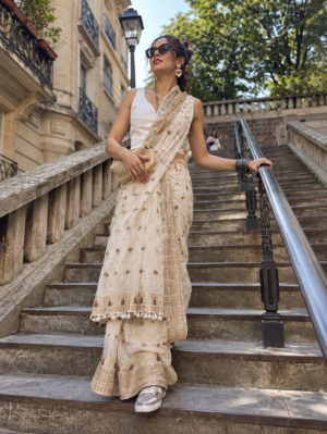 The Ivory Royalty –  Banarasi Silk Saree