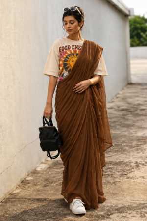 The Golden Cocoa – Luxe Fancy Zari Embellished Saree