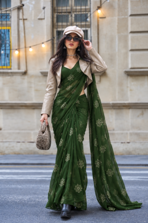 The Emerald Splendor – Handwoven Zari Cotton Saree