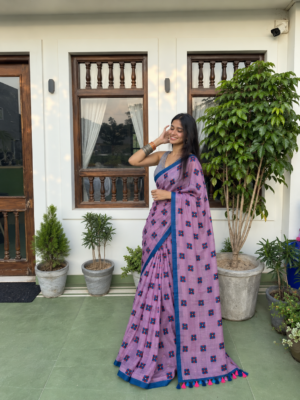 The Night Wisdom – Owl Motif Printed Cotton Saree