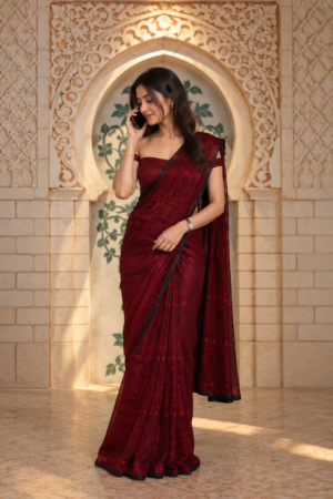 The Crimson Radiance – Dual-Tone Fancy Saree