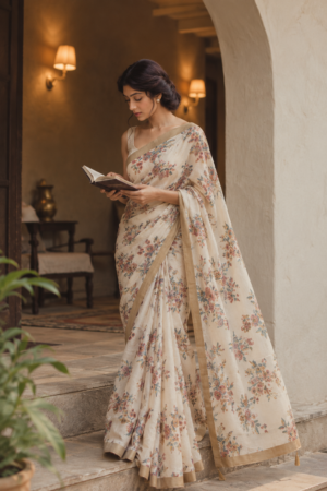 The Autumn Garden – Fancy Printed Saree