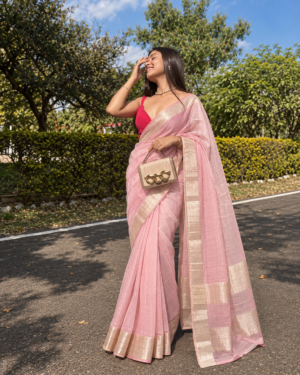 The Blush Grace – Handloom Cotton Silk Saree